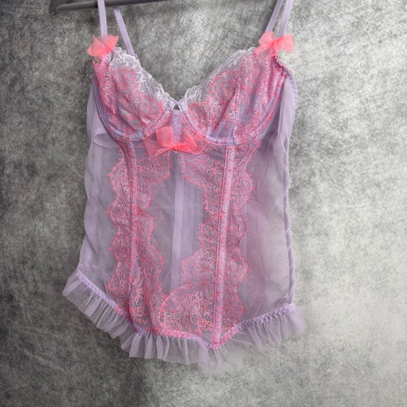 Victoria's Secret Lavender Pink Lace Corset Bustier Bra‎ Top 34A - Picture 2 of 9